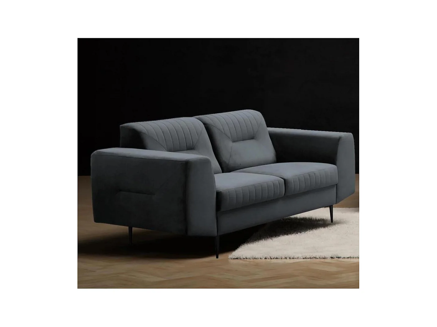 2-SITZER SOFA Venezia dunkelgrau mit schwarzen Beinen