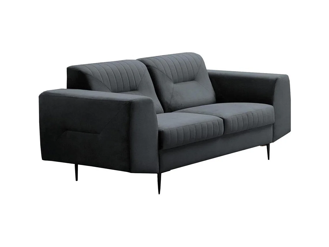 2-SITZER SOFA Venezia dunkelgrau mit schwarzen Beinen