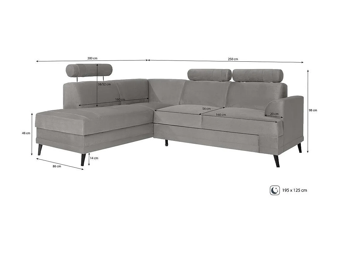 CANAPE COLLECTIF Kordian droit beige clair