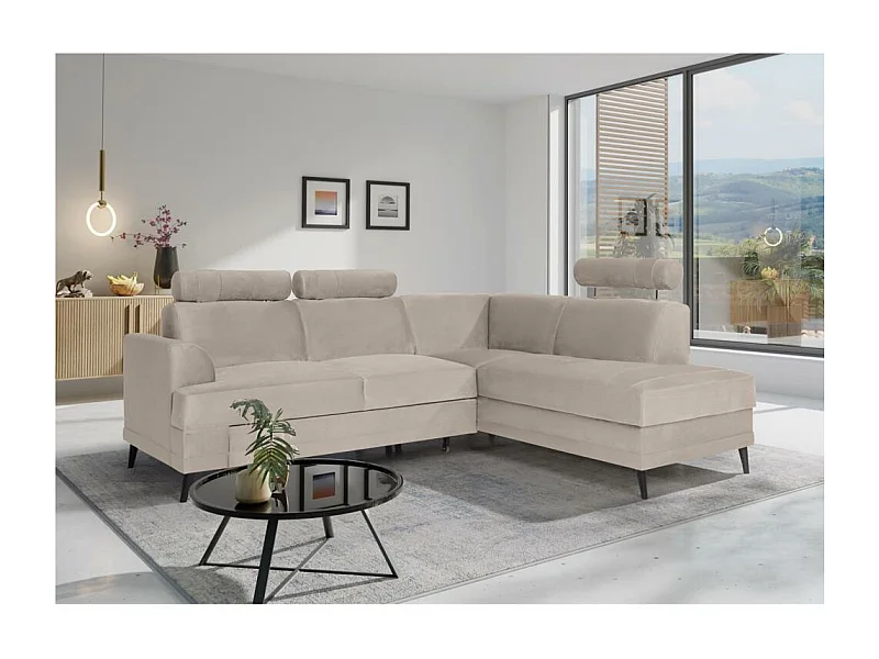 Hoekslaapbank Kordian rechts lichtbeige