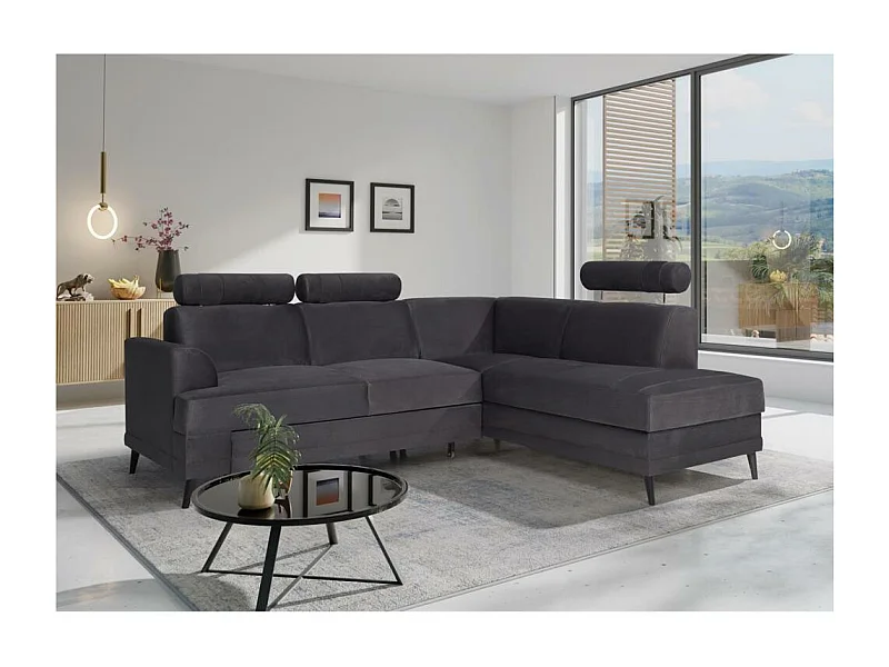 ECKSCHLAFSOFA Kordian rechts schwarz