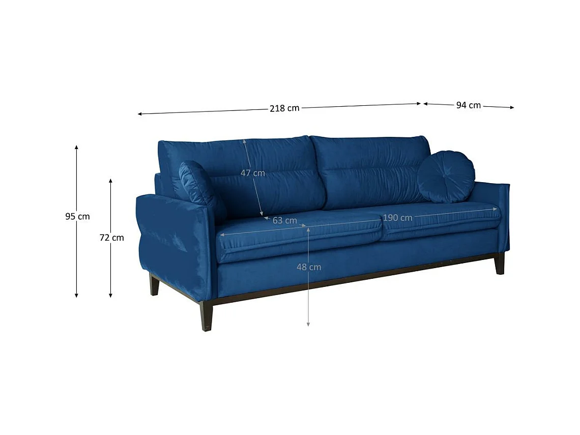 SOFA 2-SITZER Belweder Velours dunkelblau