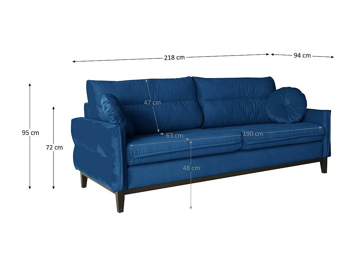 SOFA 2-SITZER Belweder Velours dunkelblau