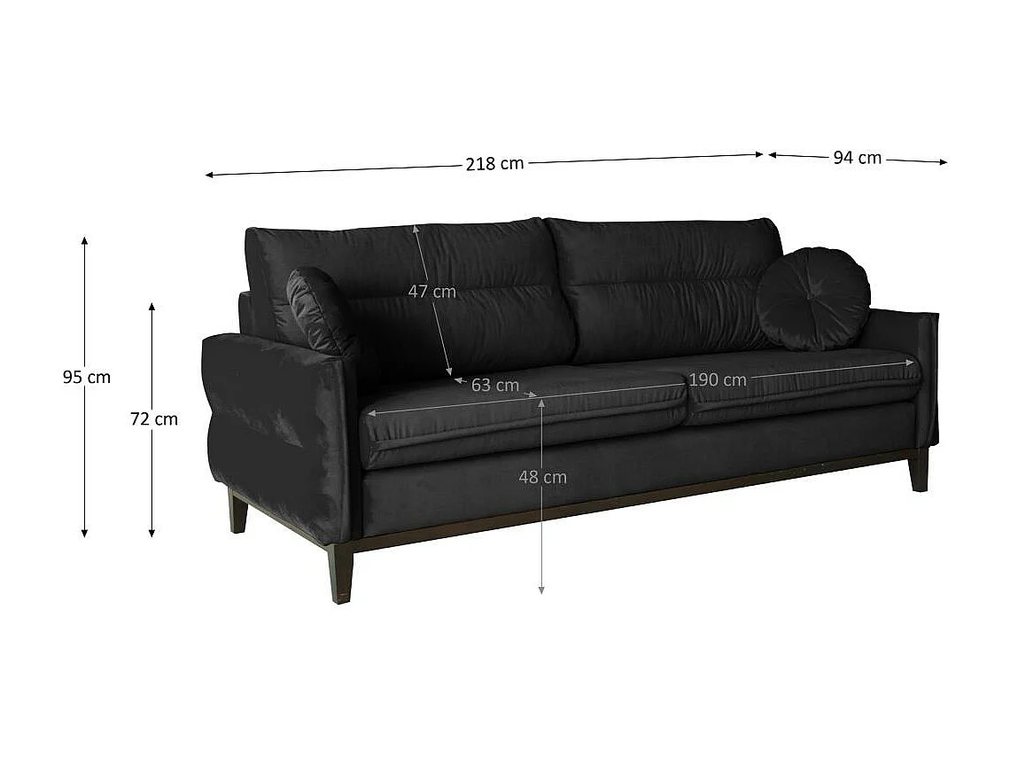 SOFA 2-SITZER Belweder Velours schwarz