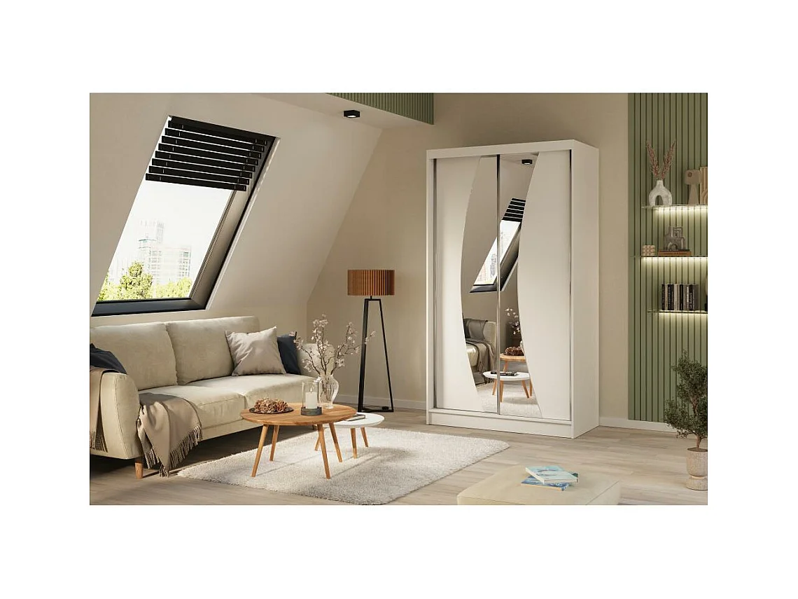 ARMOIRE À PORTES FERMÉES Vox 120/216/61 blanc avec miroir et tiroirs