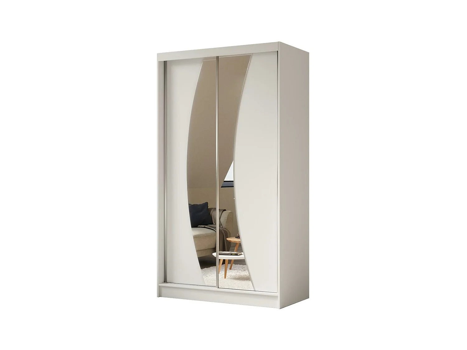 ARMOIRE À PORTES FERMÉES Vox 120/216/61 blanc avec miroir et tiroirs