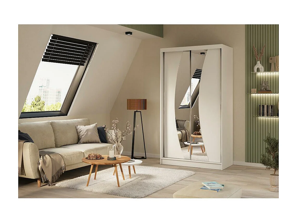 ARMOIRE À PORTES FERMÉES Vox 120/216/61 blanc avec miroir et tiroirs