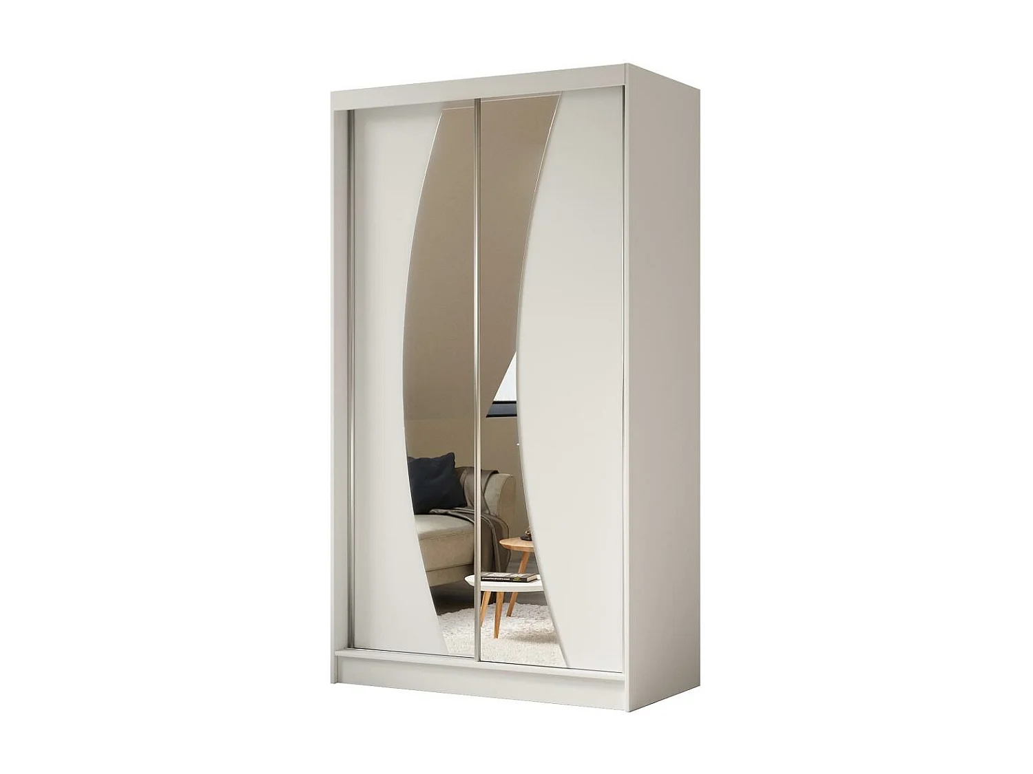 ARMOIRE À PORTES FERMÉES Vox 120/216/61 blanc avec miroir et tiroirs