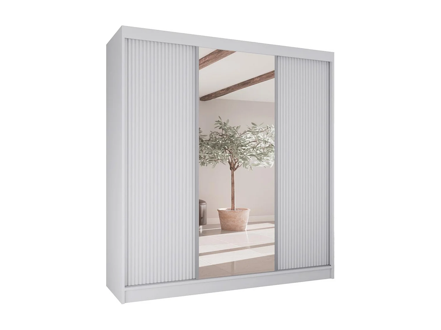 SCHWEBETÜRENSCHRANK Ramos II 200/61/215 eiche weiß