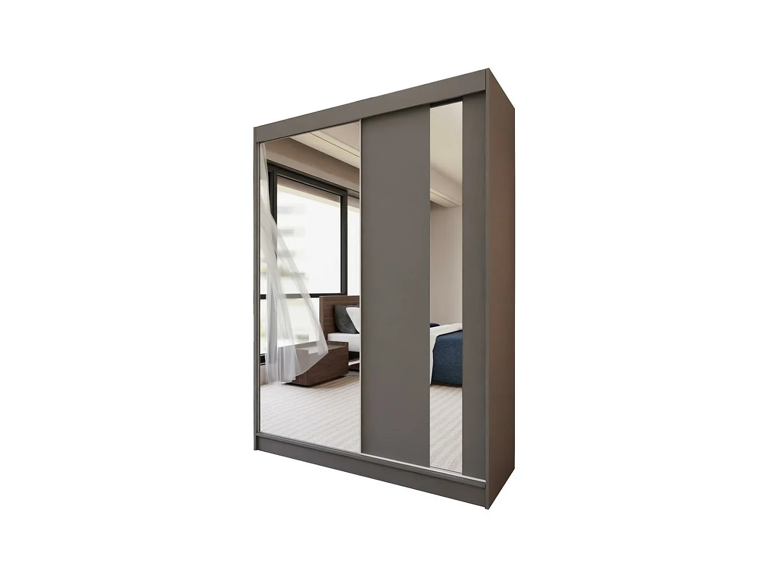 ARMOIRE A PORTES FERMÉES Gaja 150/216/61 graphite avec miroir