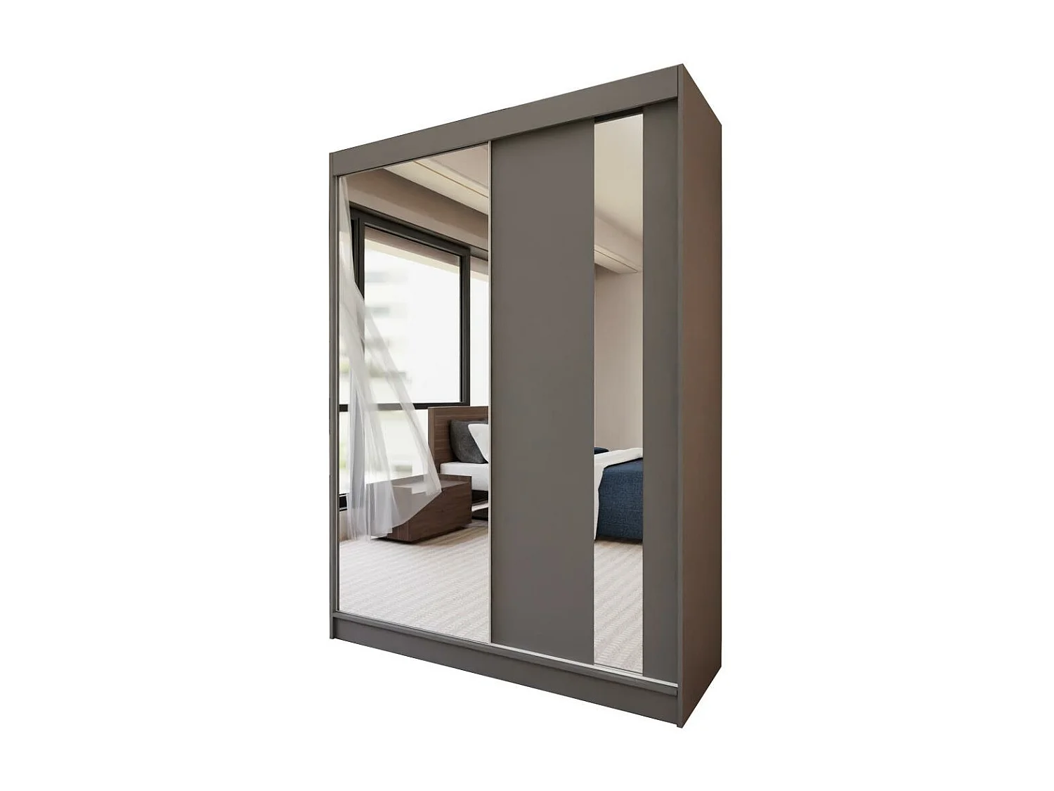 ARMOIRE A PORTES FERMÉES Gaja 150/216/61 graphite avec miroir