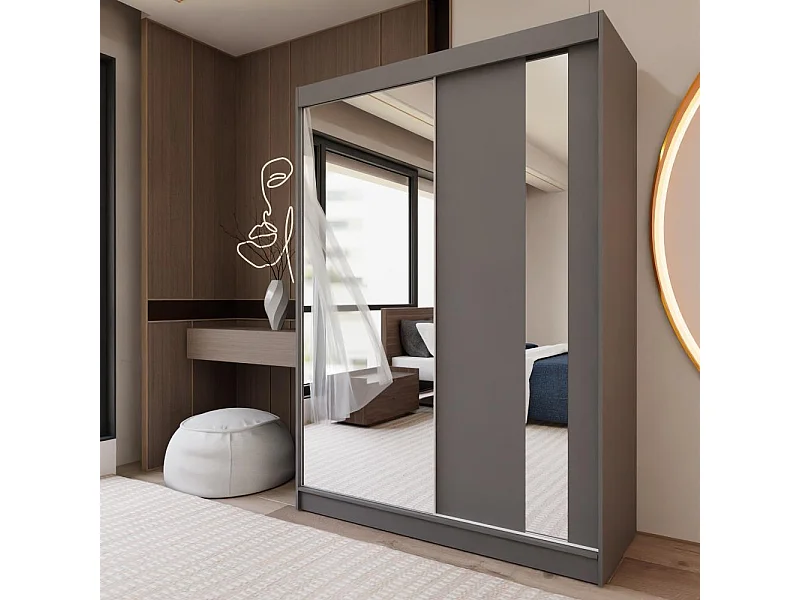 ARMOIRE A PORTES FERMÉES Gaja 150/216/61 graphite avec miroir