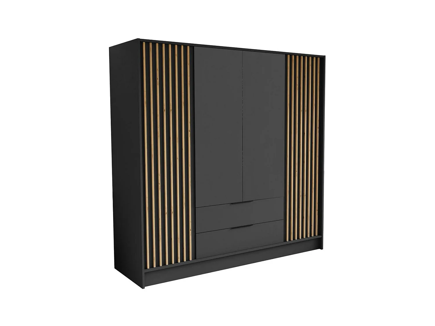 ARMOIRE A PORTES TOURNANTES Nero 200/51/200 cm avec lamelles graphite