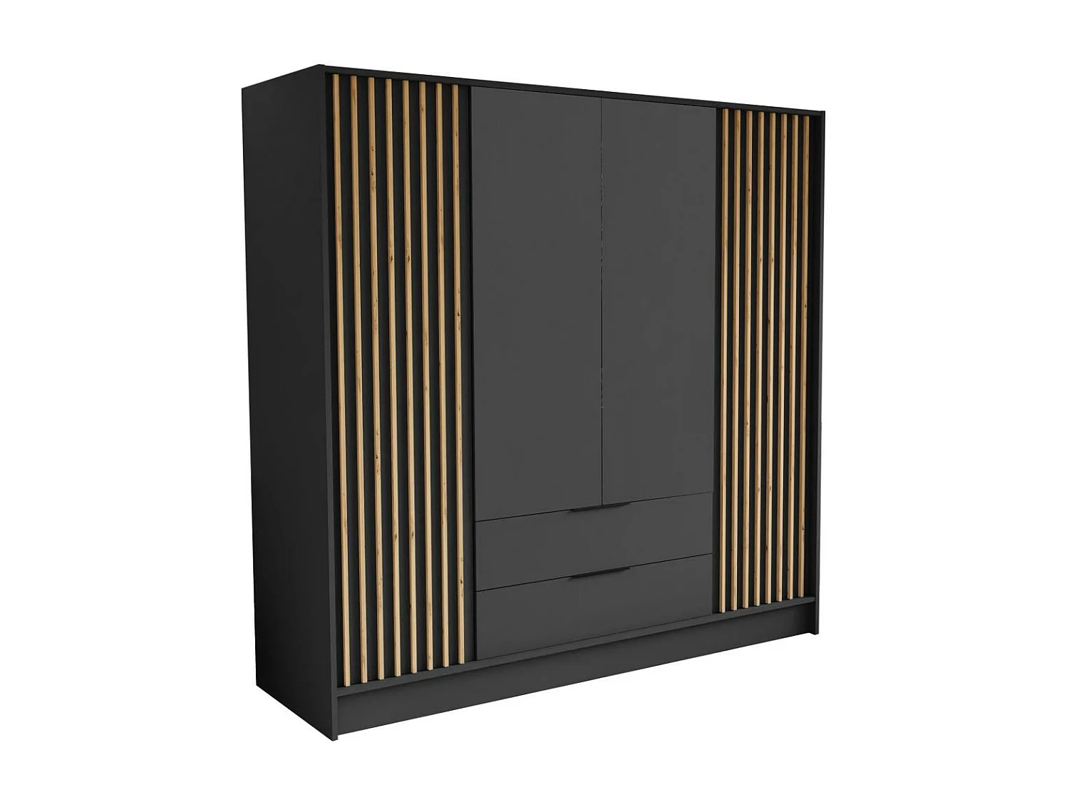 ARMOIRE A PORTES TOURNANTES Nero 200/51/200 cm avec lamelles graphite