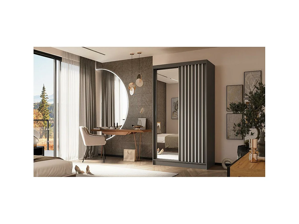 ARMOIRE A PORTES FERMÉES Helix 120/216/61 gris+blanc avec blocs-tiroirs