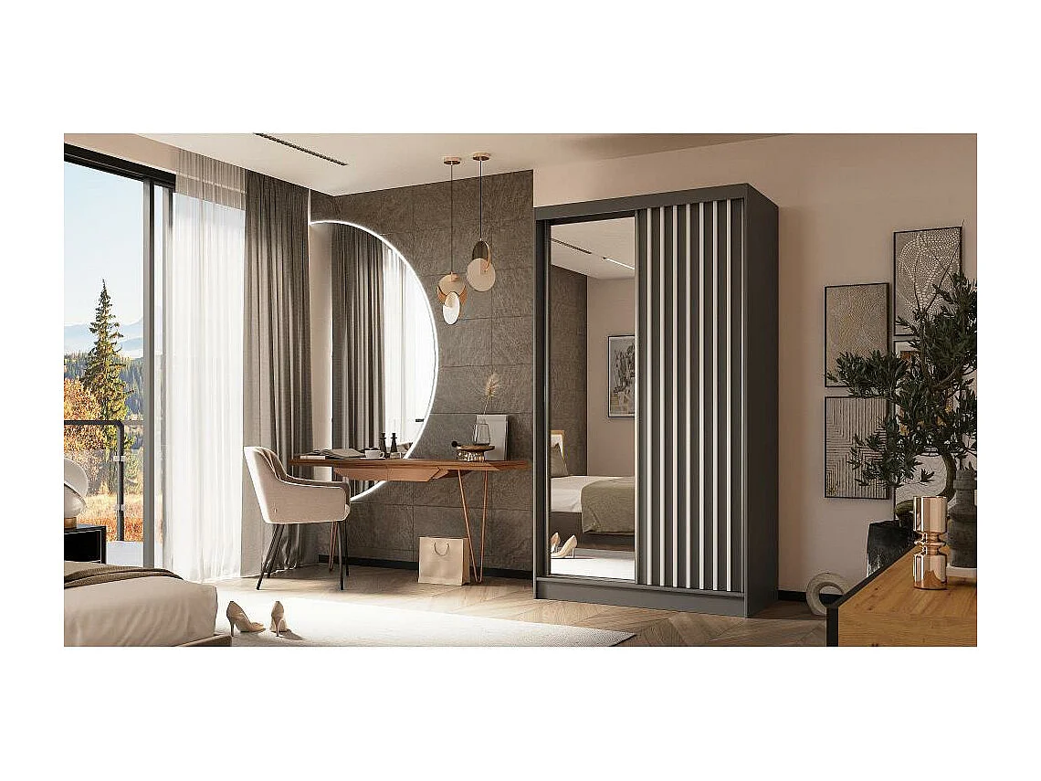 ARMOIRE A PORTES FERMÉES Helix 120/216/61 gris+blanc avec blocs-tiroirs