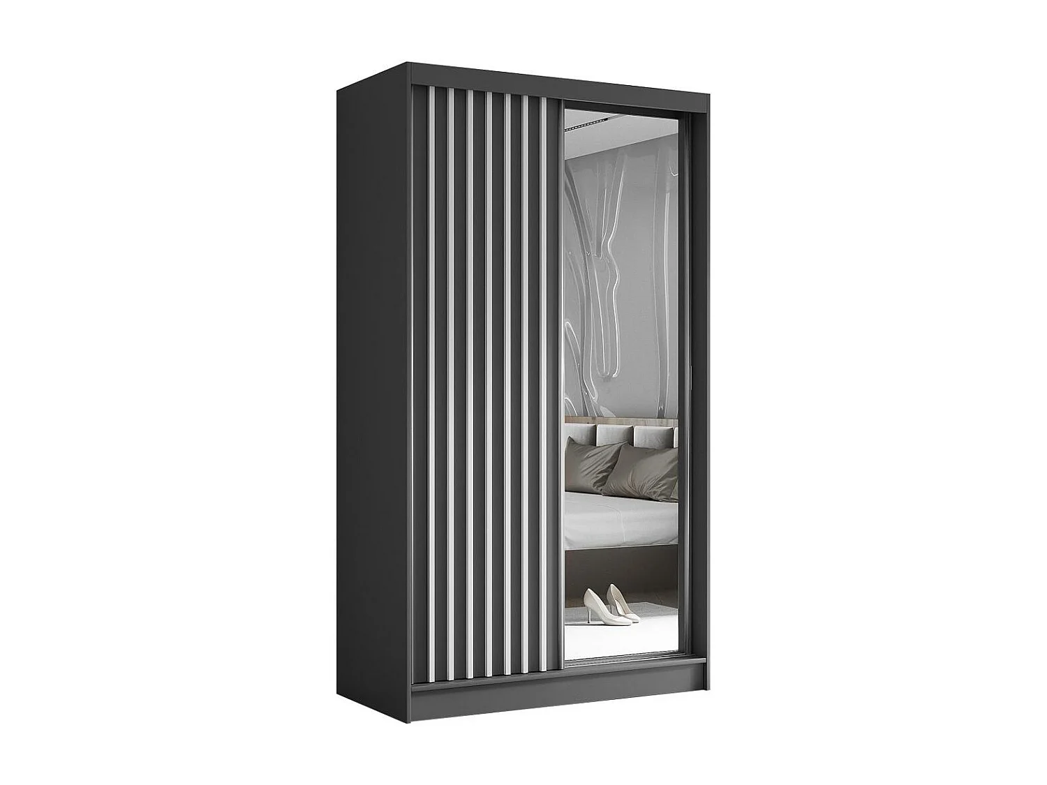 ARMOIRE A PORTES FERMÉES Helix 120/216/61 gris+blanc avec blocs-tiroirs