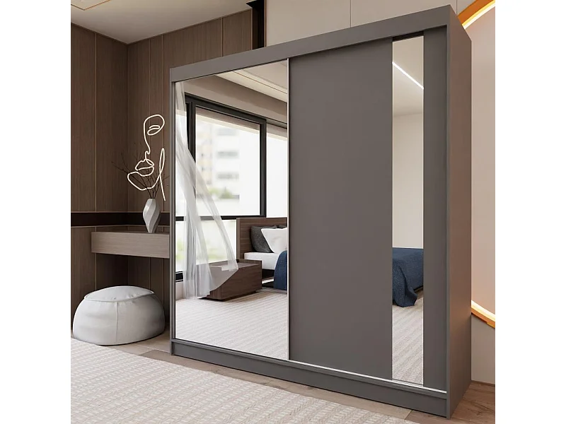 ARMOIRE À PORTES FERMÉES Gaja 200/216/61 graphite avec miroir