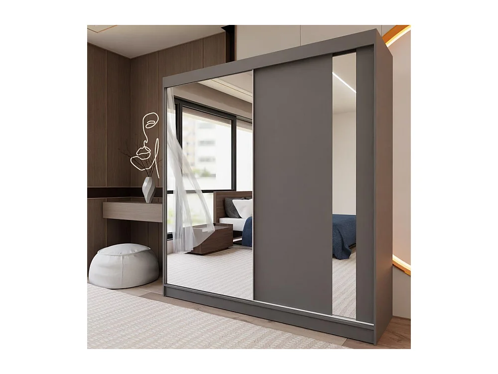 ARMOIRE À PORTES FERMÉES Gaja 200/216/61 graphite avec miroir