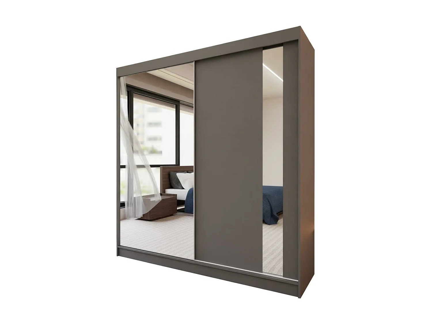 ARMOIRE À PORTES FERMÉES Gaja 200/216/61 graphite avec miroir