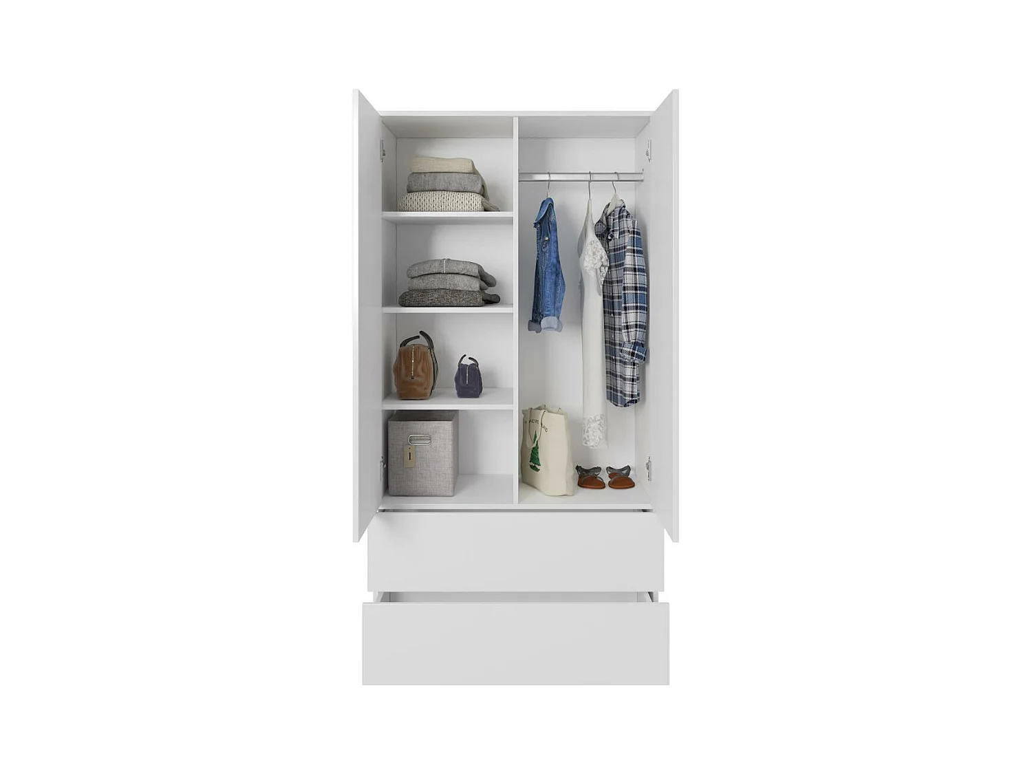 DRAAIDEURKAST Classic 90/180/50 cm 2-deurs met laden wit