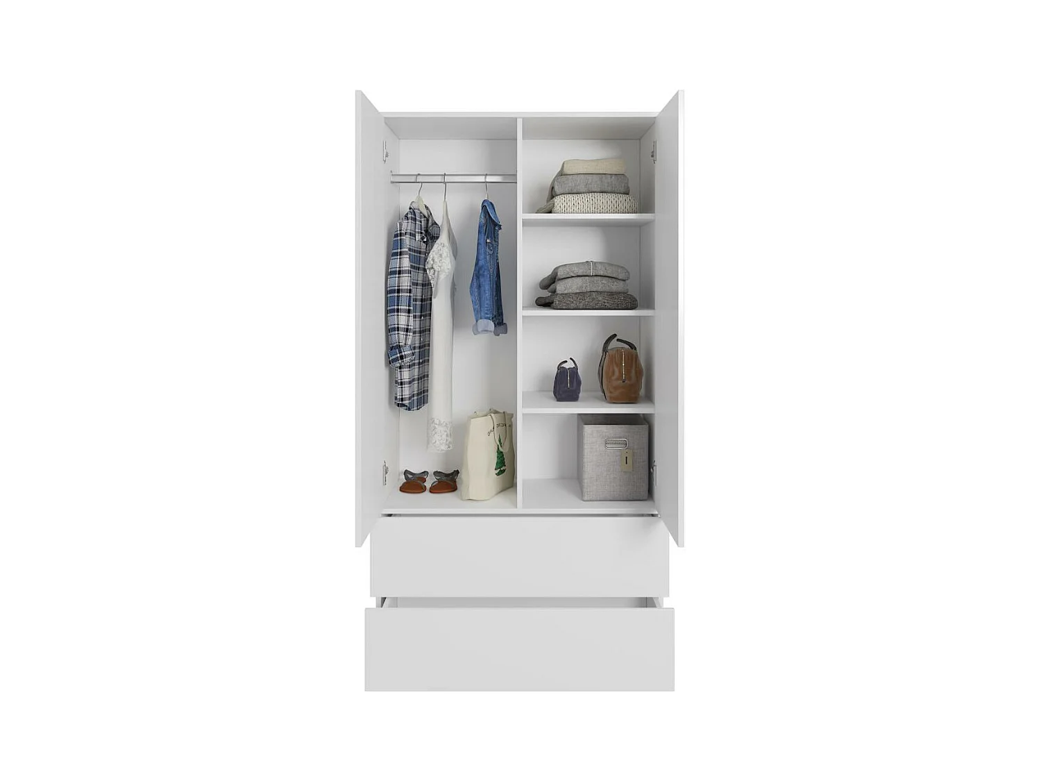 DRAAIDEURKAST Classic 90/180/50 cm 2-deurs met laden wit