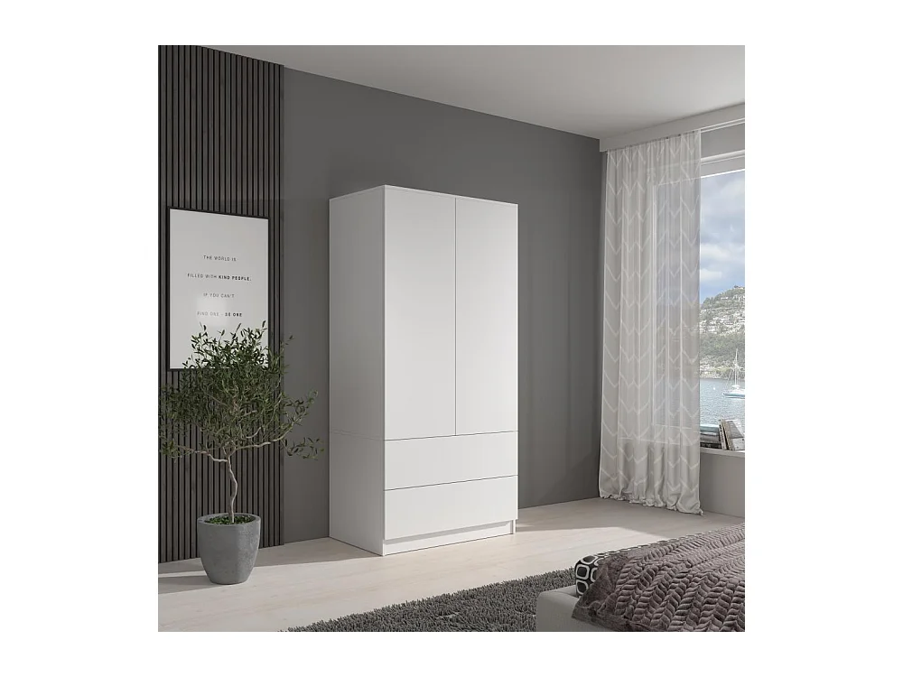 DREHTÜRENSCHRANK Classic 90/180/50 cm 2-türig mit Schubladen weiß
