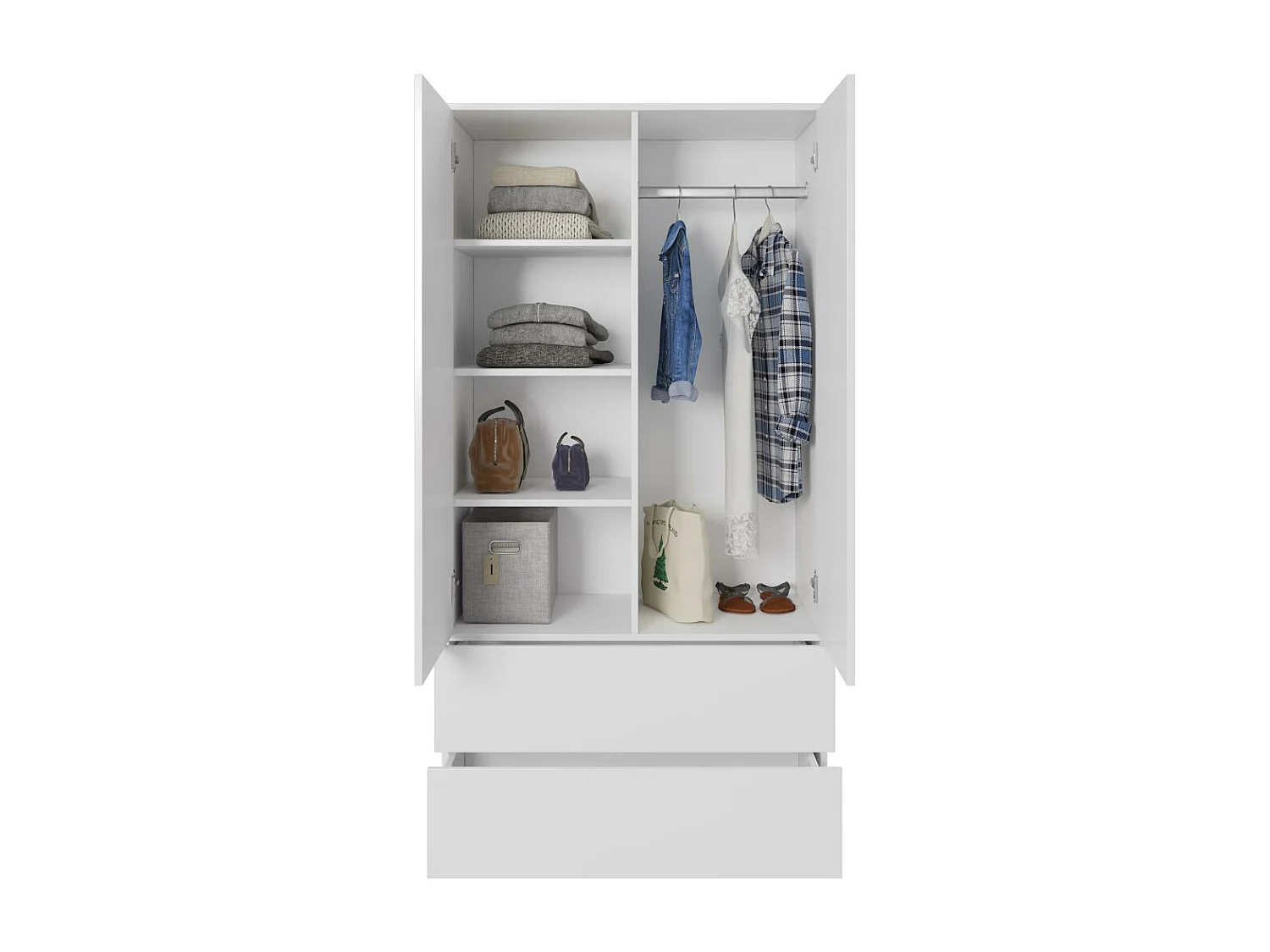 DRAAIDEURKAST Classic 90/180/50 cm 2-deurs met laden wit