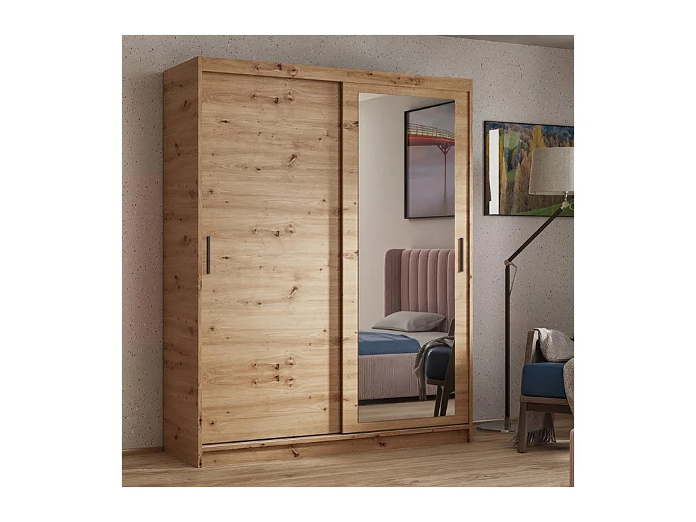 ARMOIRE À PORTES FERMÉES Hela 180/205/60 2 portes chêne Artisan avec miroir
