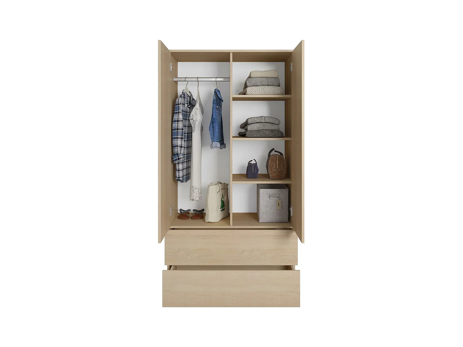 ARMOIRE À PORTES TIRÉES Classic 90/180/50 cm 2 portes avec tiroirs chêne Sonoma