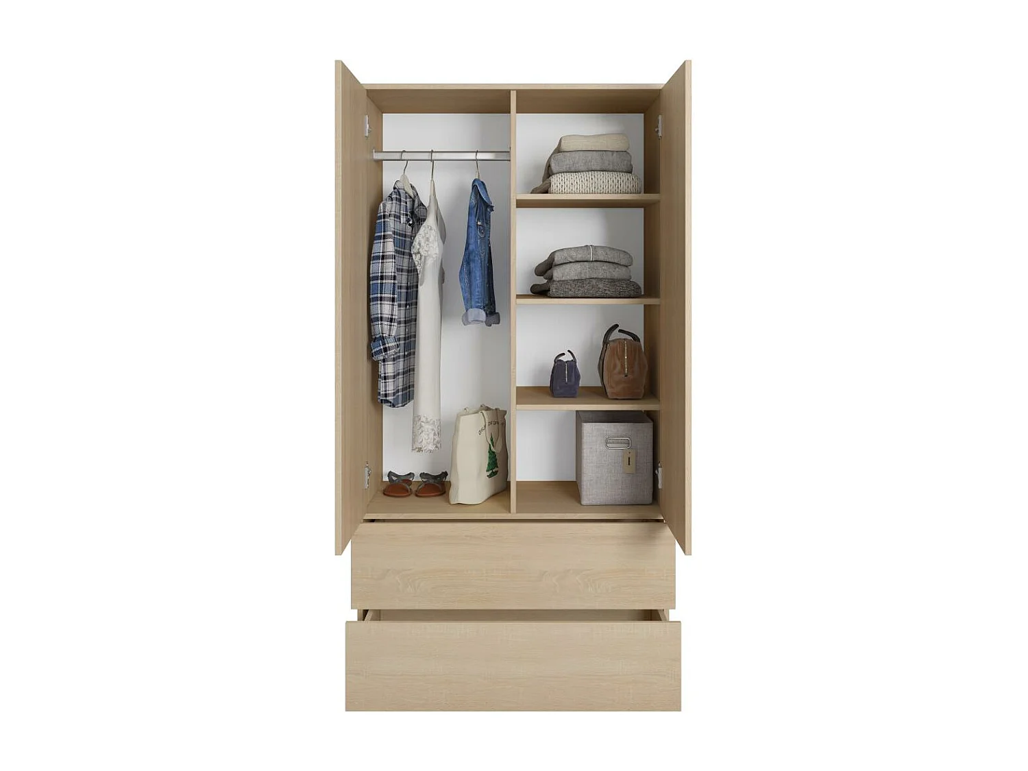 ARMOIRE À PORTES TIRÉES Classic 90/180/50 cm 2 portes avec tiroirs chêne Sonoma