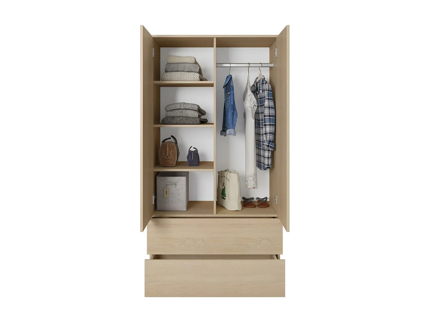 ARMOIRE À PORTES TIRÉES Classic 90/180/50 cm 2 portes avec tiroirs chêne Sonoma