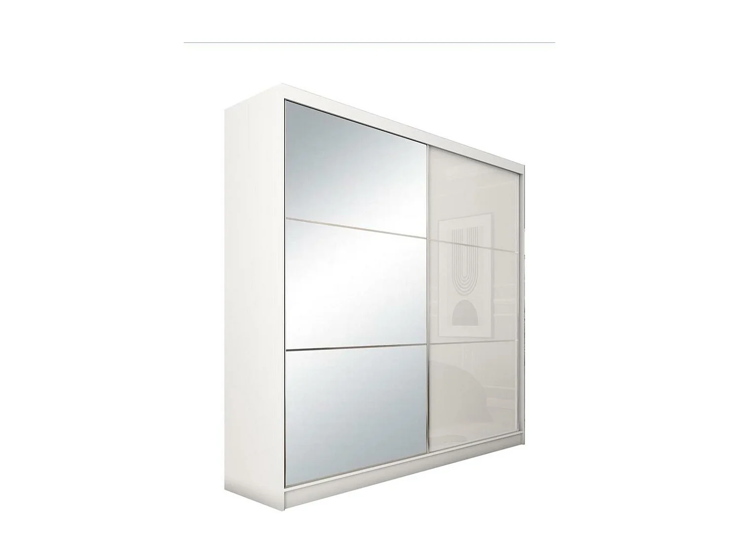 ARMOIRE À PORTES FERMÉES Viva 200/216/61 blanc avec miroir et blocs-tiroirs