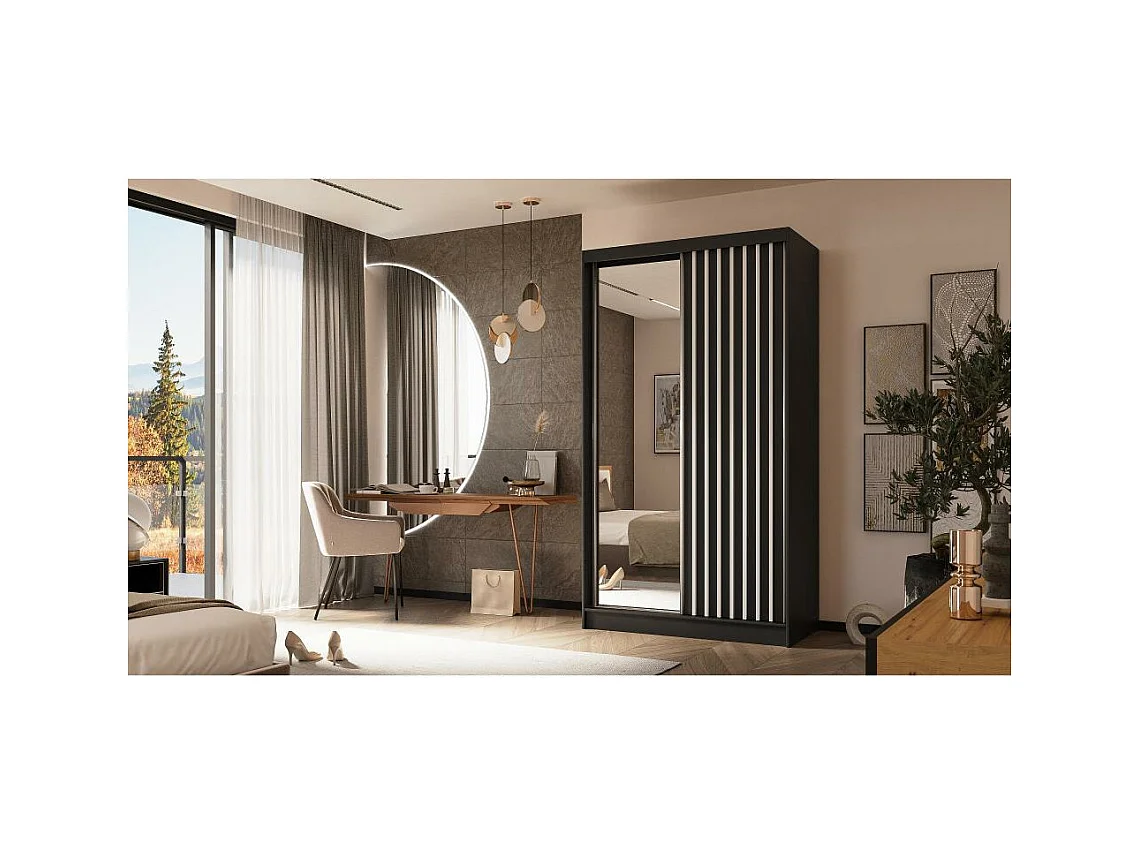 SCHWEBETÜRENSCHRANK Helix 120/216/61 schwarz+weiß