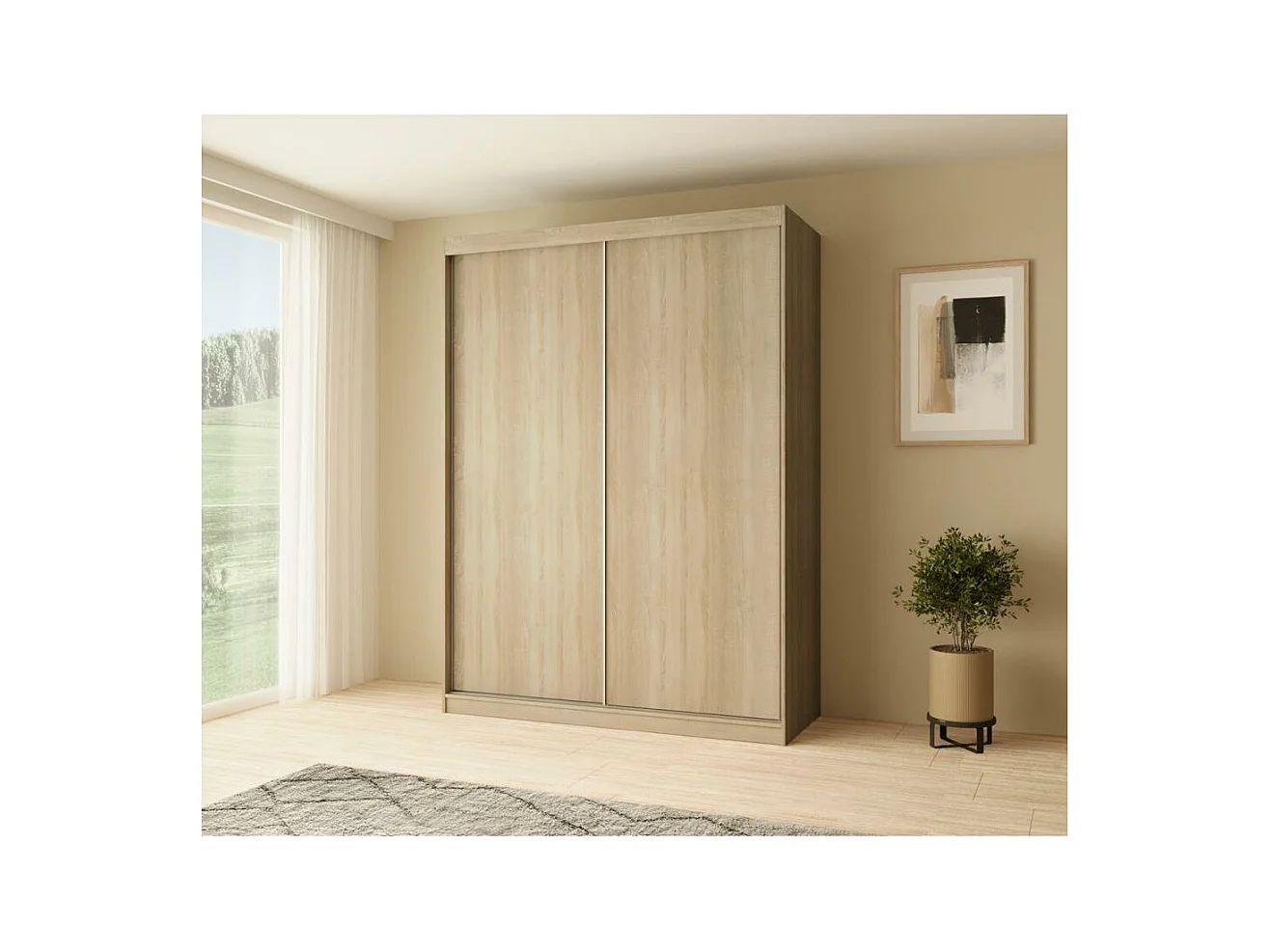SCHWEBETÜRENSCHRANK Mario 150/216/61 eiche Sonoma