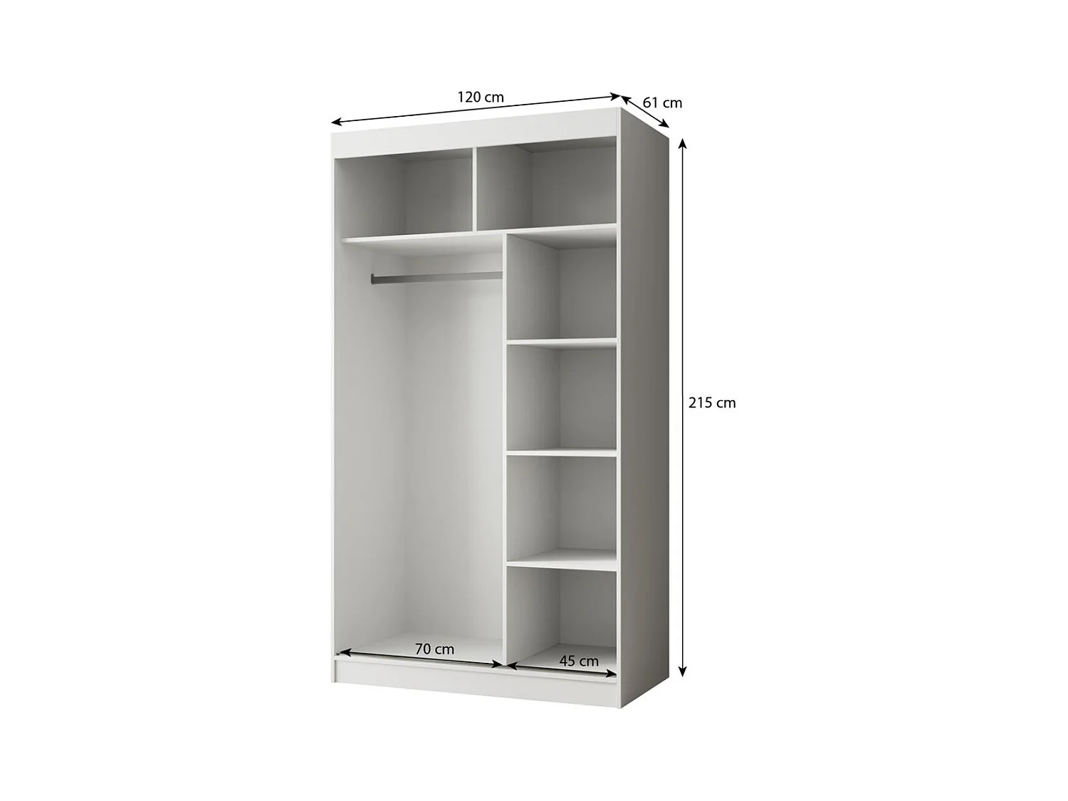 ARMOIRE À PORTES FERMÉES Paco 120/215/61 2 portes chêne Craft avec miroir