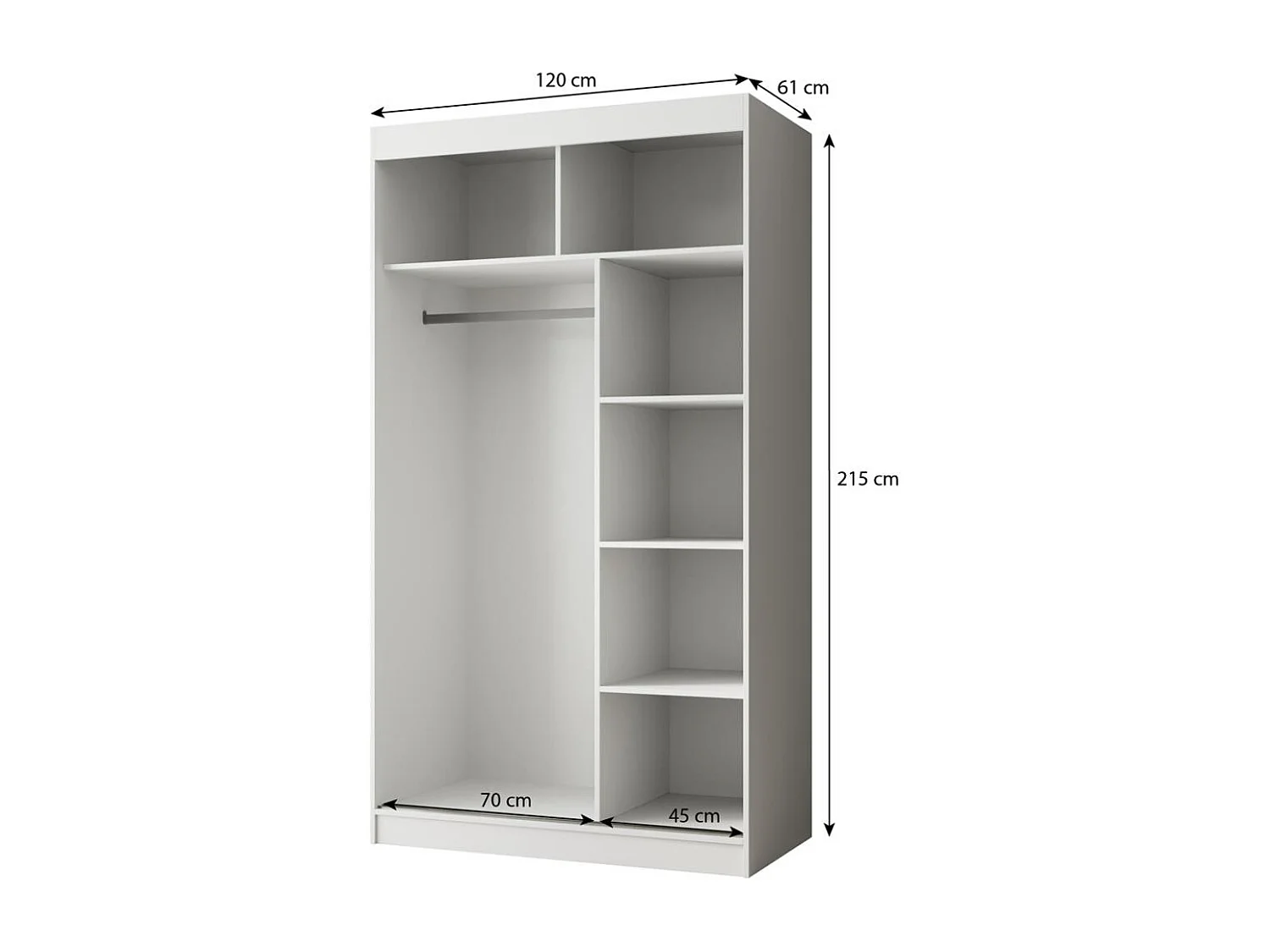 ARMOIRE À PORTES FERMÉES Paco 120/215/61 2 portes chêne Craft avec miroir