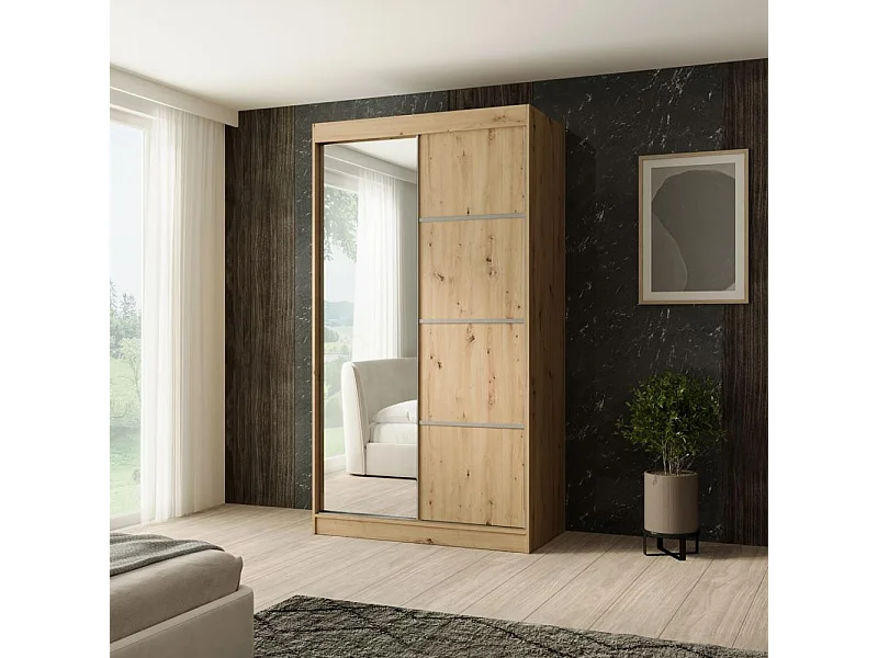 Hangkast Paco 120/215/61 2-deurs eiken Craft met spiegel