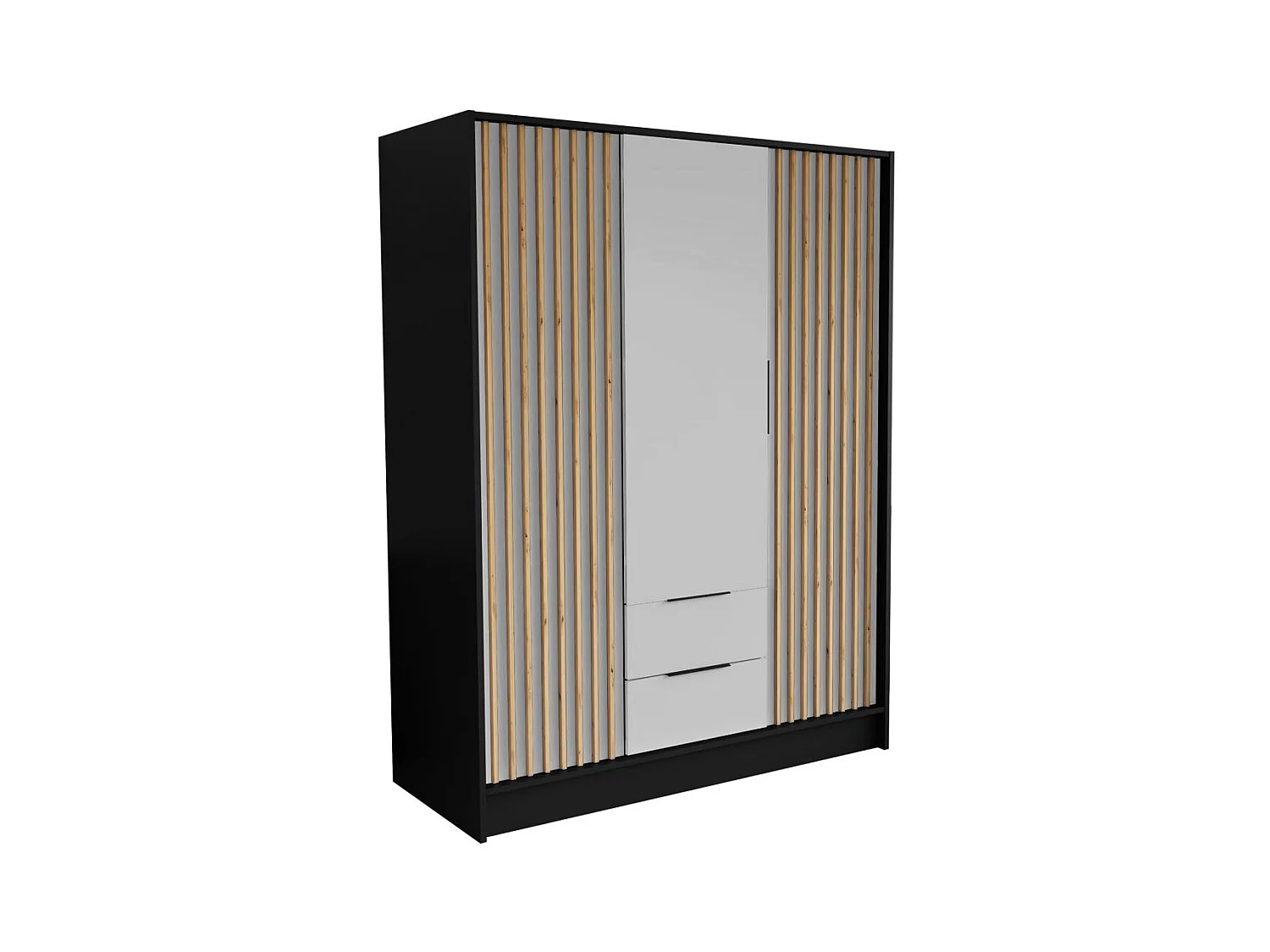 ARMOIRE A PORTES TOURNANTES Nero 150/51/200 cm avec lamelles noir+blanc