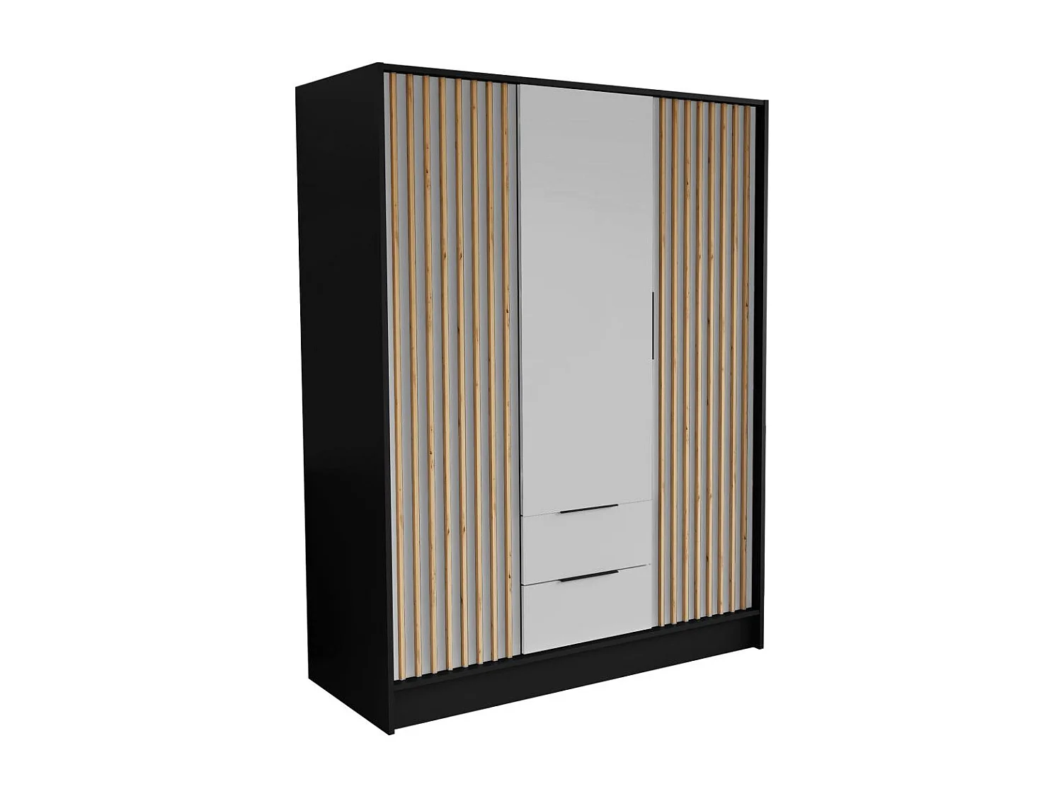 ARMOIRE A PORTES TOURNANTES Nero 150/51/200 cm avec lamelles noir+blanc
