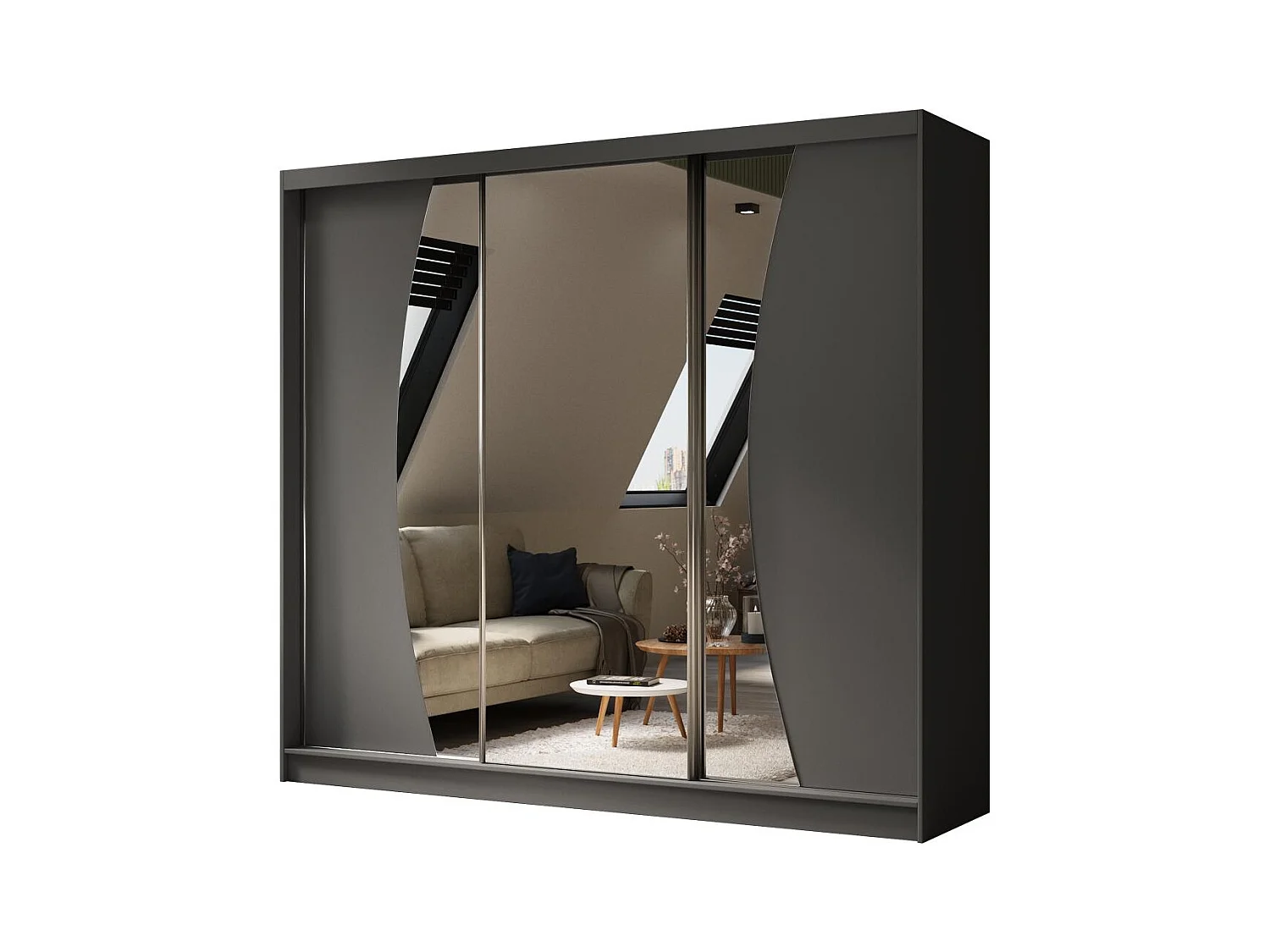 Hangkast Vox 240/216/61 grafiet met spiegel en laden