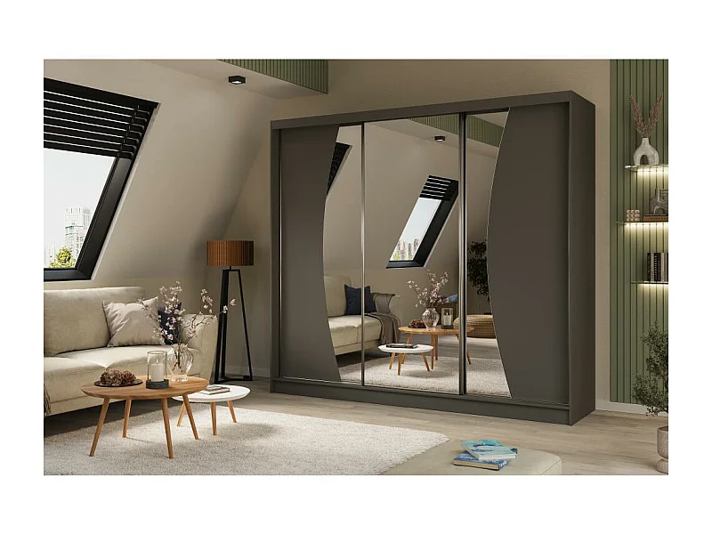 ARMOIRE À PORTES FERMÉES Vox 240/216/61 graphite avec miroir et tiroirs