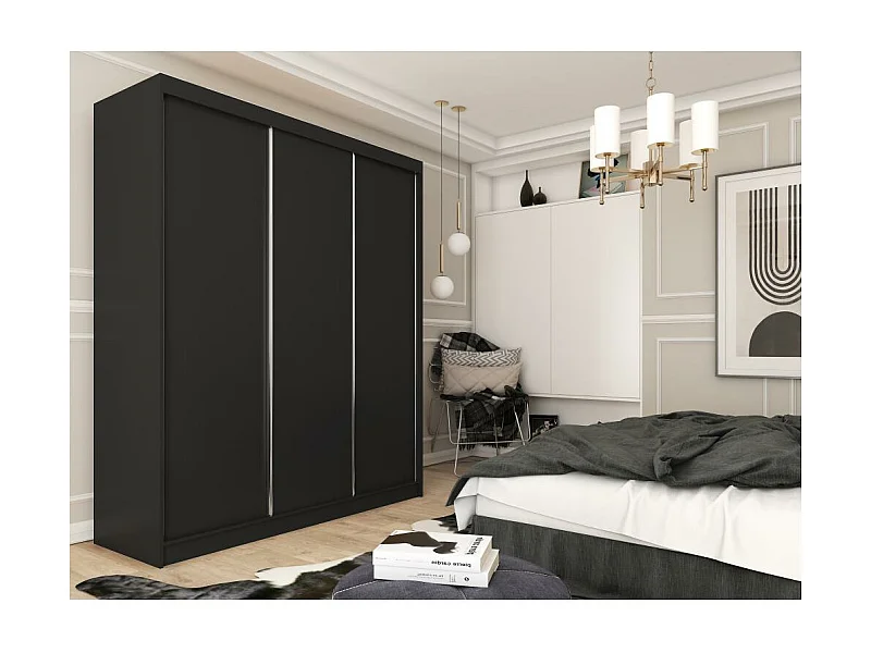 ARMOIRE À PORTES FERMÉES Mario 240/216/61 noir avec tiroirs