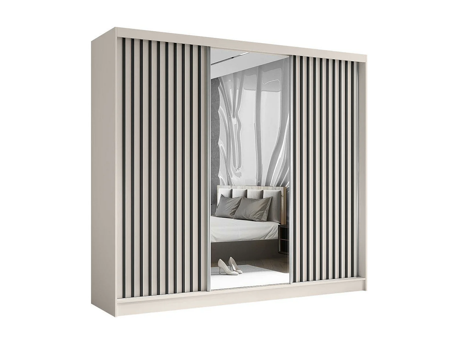 ARMOIRE A PORTES FERMÉES Helix II 240/216/61 cachemire+noir avec tiroirs