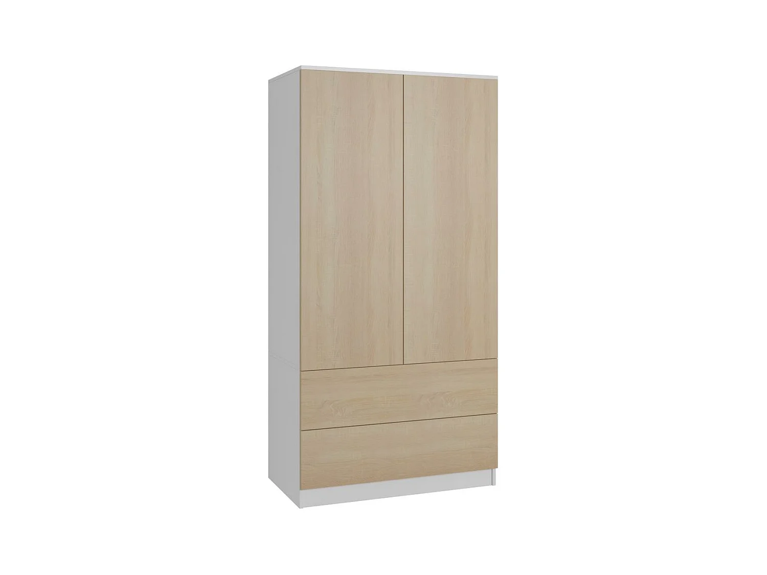 ARMOIRE A PORTES TIRANTES Classic 90/180/50 cm 2 portes avec tiroirs blanc+chêne Sonoma