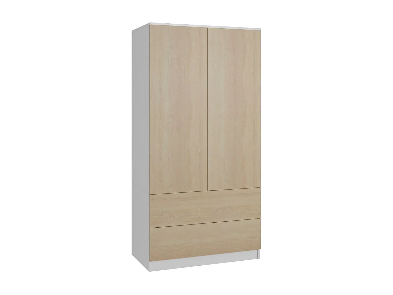 ARMOIRE A PORTES TIRANTES Classic 90/180/50 cm 2 portes avec tiroirs blanc+chêne Sonoma