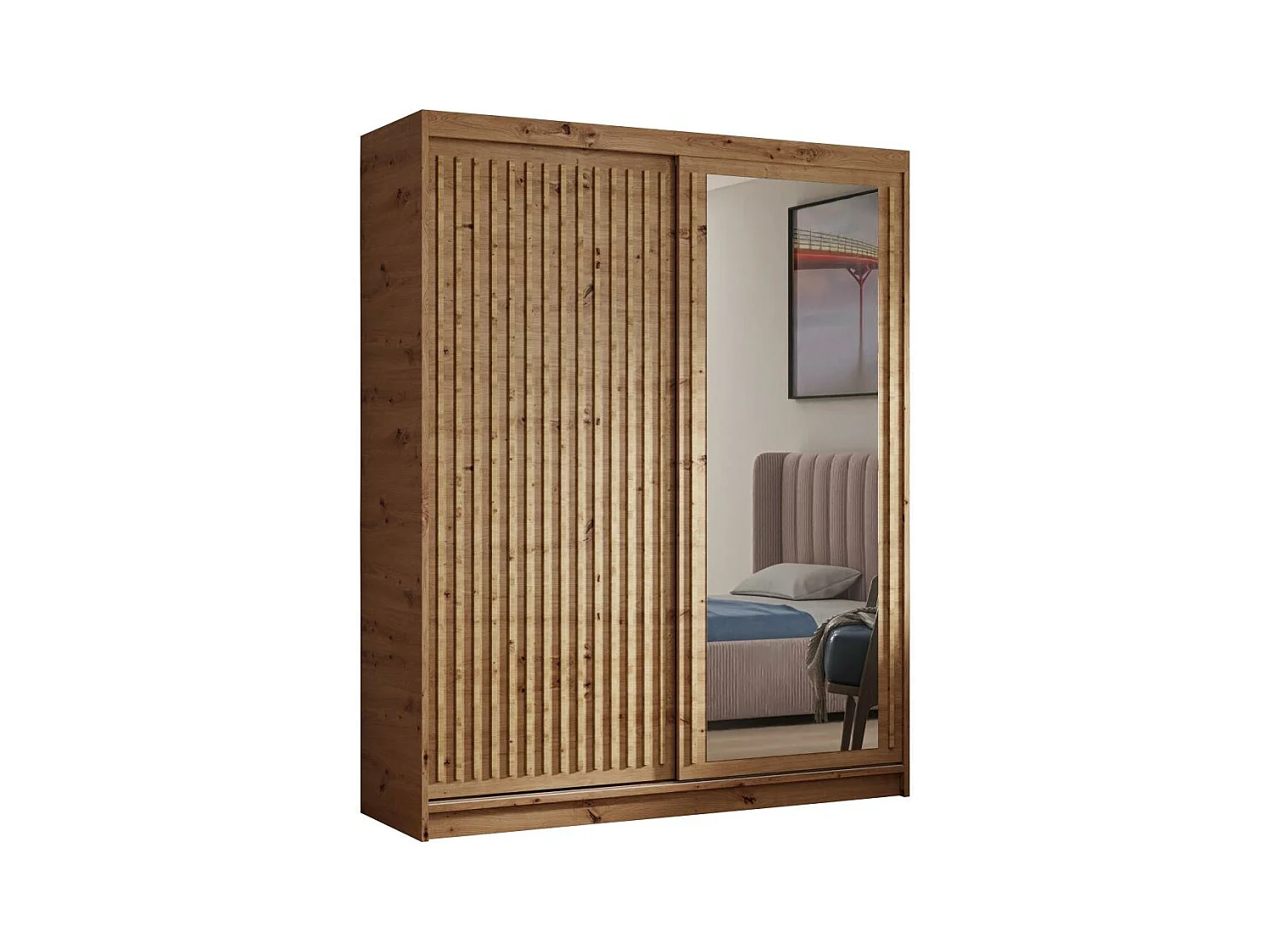 ARMOIRE A PORTES FERMÉES Donatello 100/205/60 2 portes chêne Artisan avec miroir