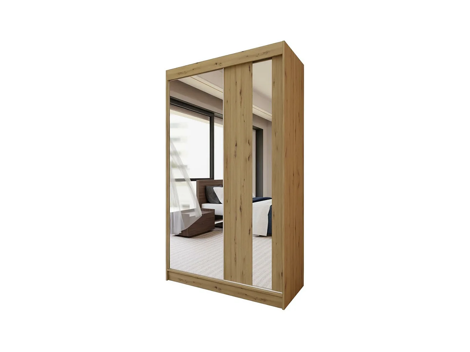 ARMOIRE A PORTES FERMÉES Gaja 120/216/61 chêne Artisan avec miroir