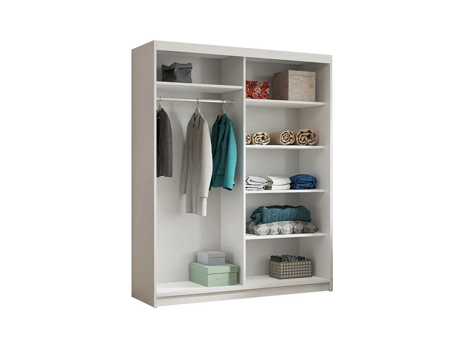 Hangkast Hela 160/205/60 2-deurs wit met spiegel