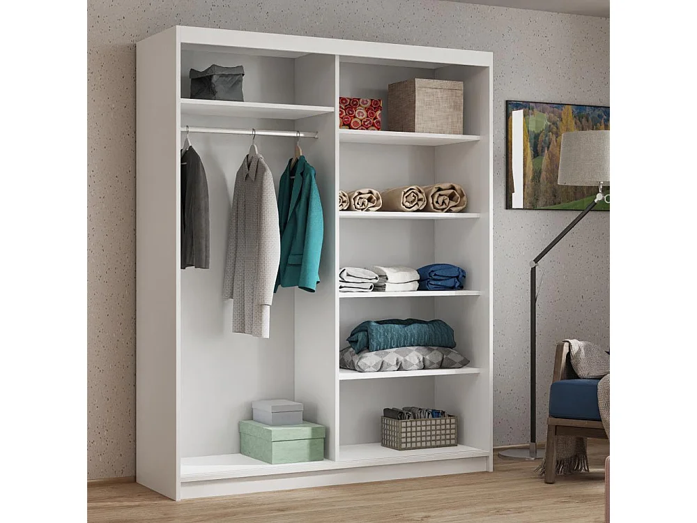 Hangkast Hela 160/205/60 2-deurs wit met spiegel